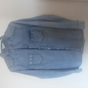 Dizzy Lissy Pearl Snap Denim Western Rodeo Shirt Sz M